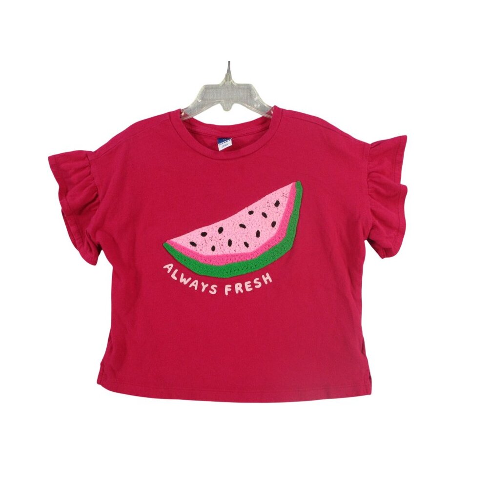 Old Navy Girls Pink Ruffle Sleeve T-Shirt With Watermelon Print - Size 5T